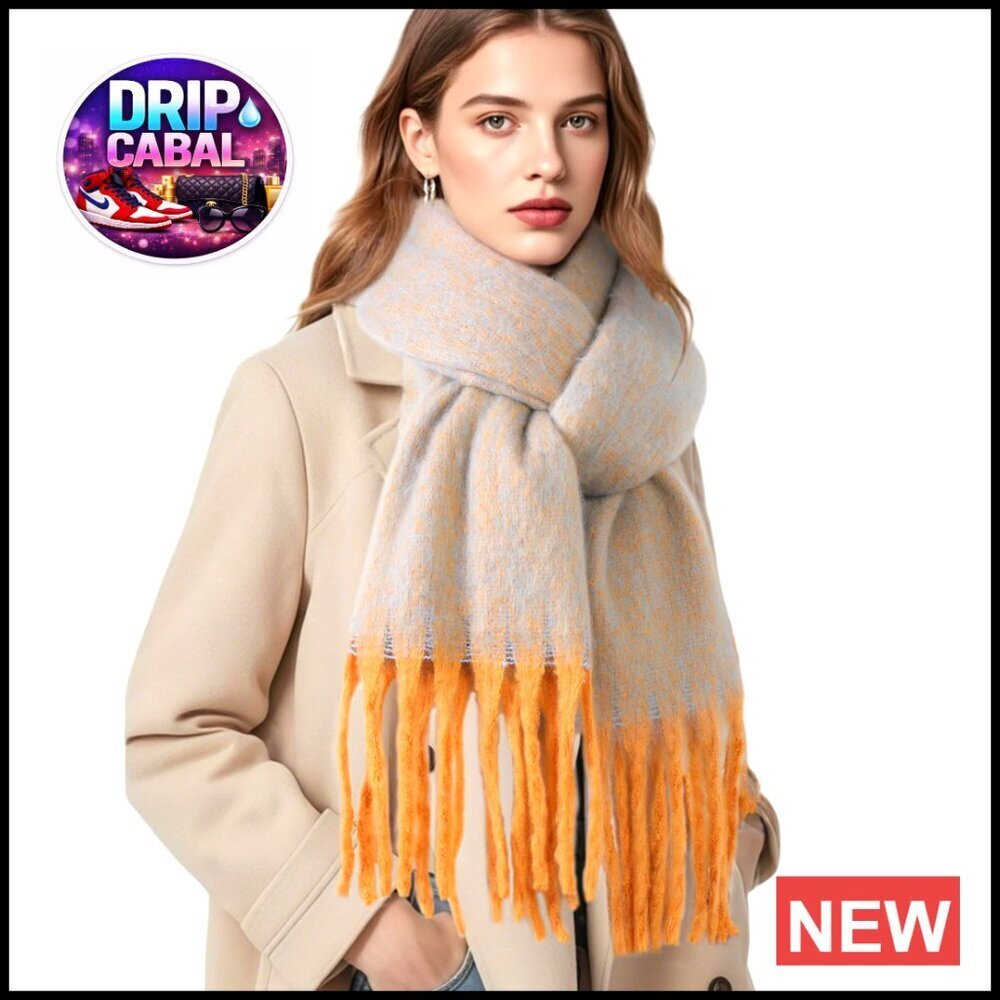 Oversized Chunky Cashmere Winter Scarf Soft Warm Elegant Boho Shawl Cape